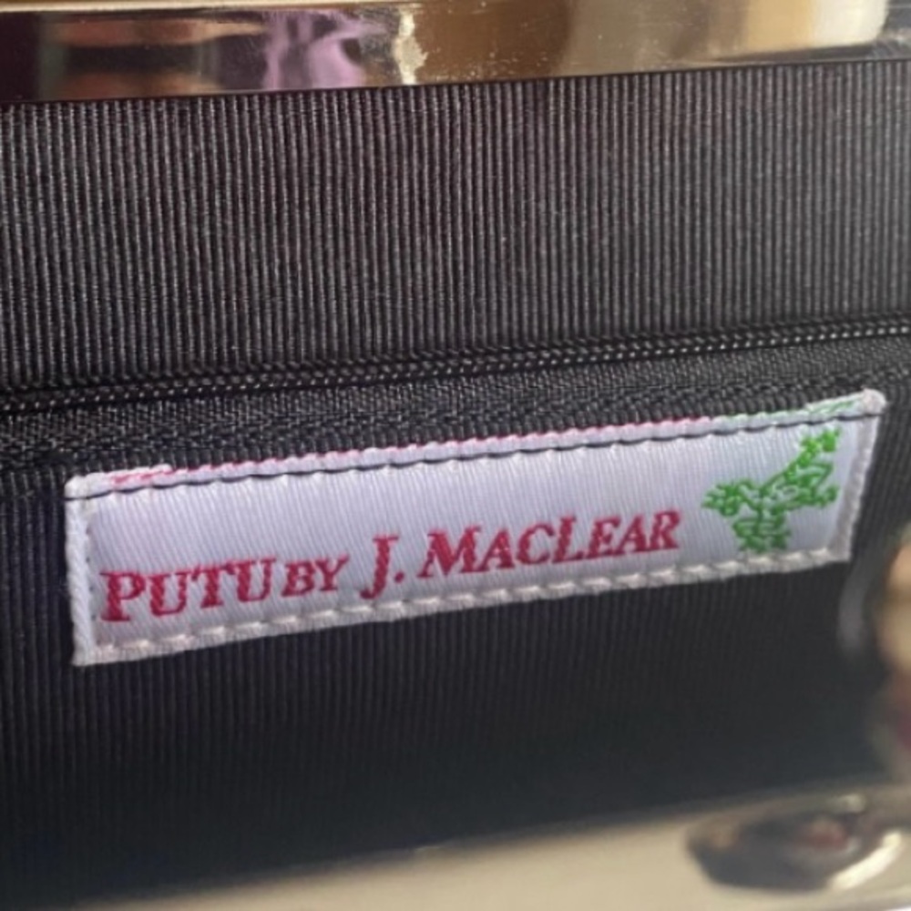 Pastel Blue/Cream Tweed Clutch with Removable Silver Rhinestone Flower Brooch - Picture 4 of 7